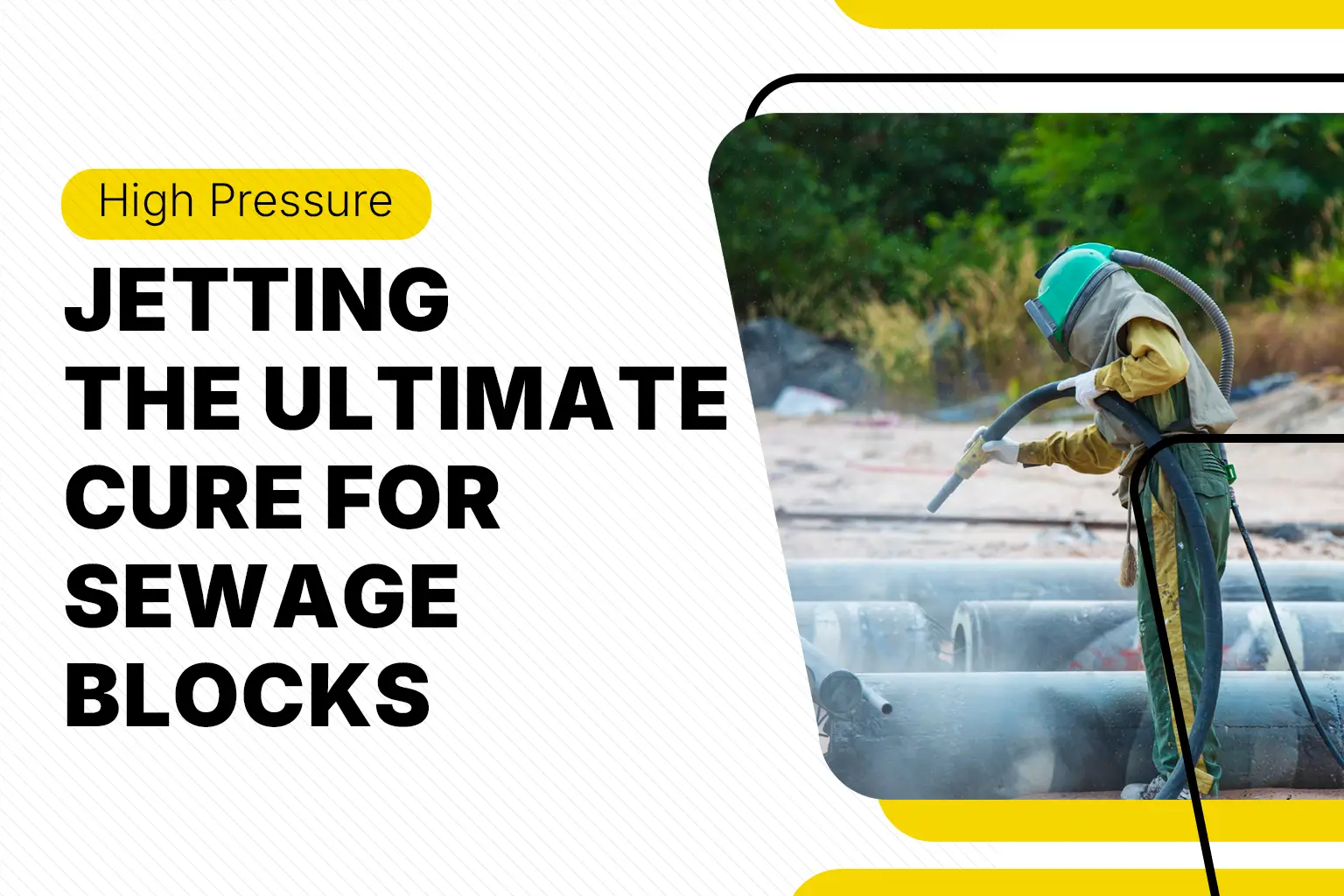 High-pressure jetting service clearing sewage blocks with powerful cleaning for smooth drainage systems