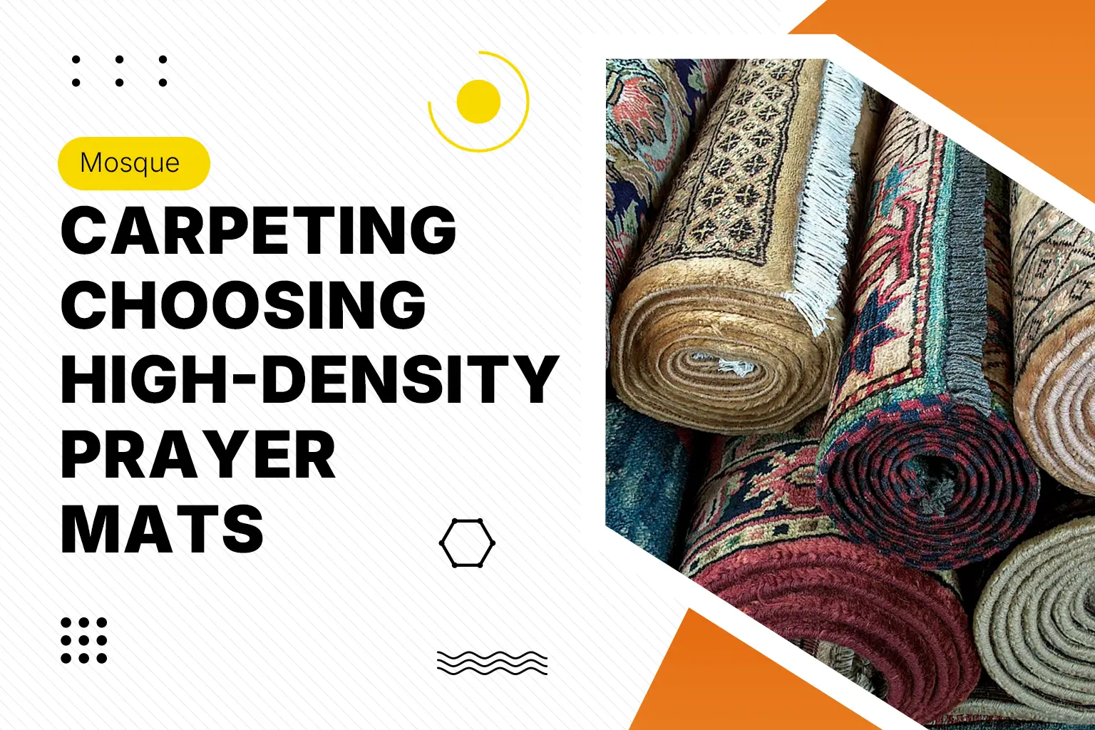 Mosque carpeting with high-density prayer mats designed for comfort durability and prayer spaces