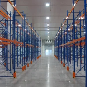 large logistics warehouse with pallet storage system