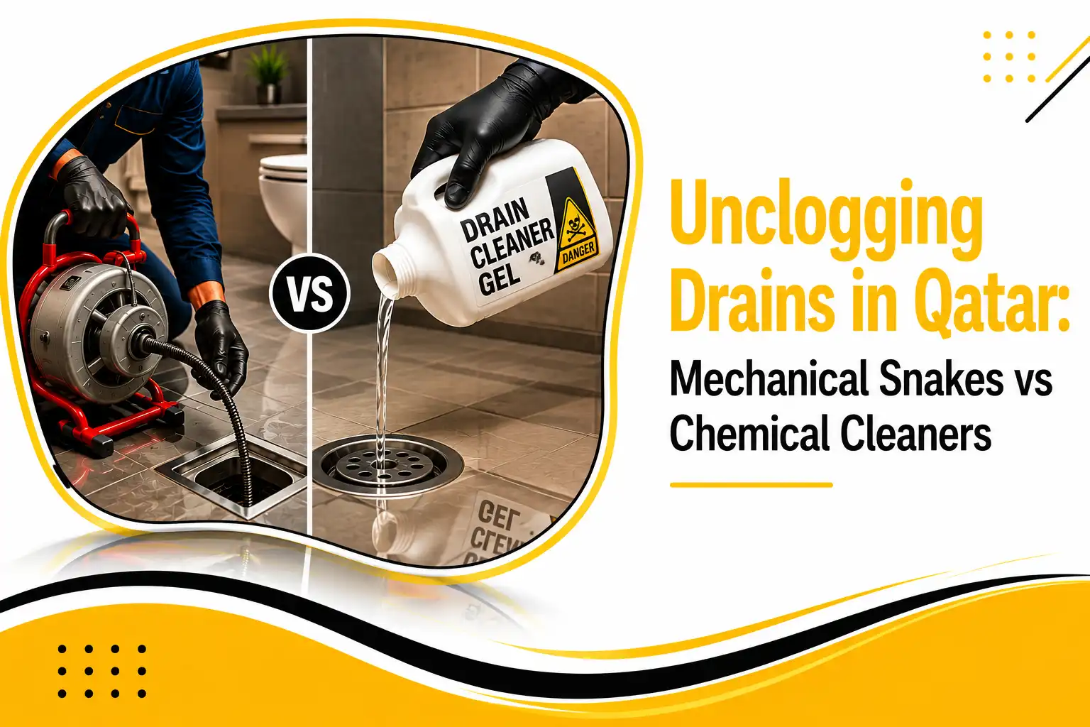 Unclogging Drains in Qatar: Snakes vs Chemical Cleaners