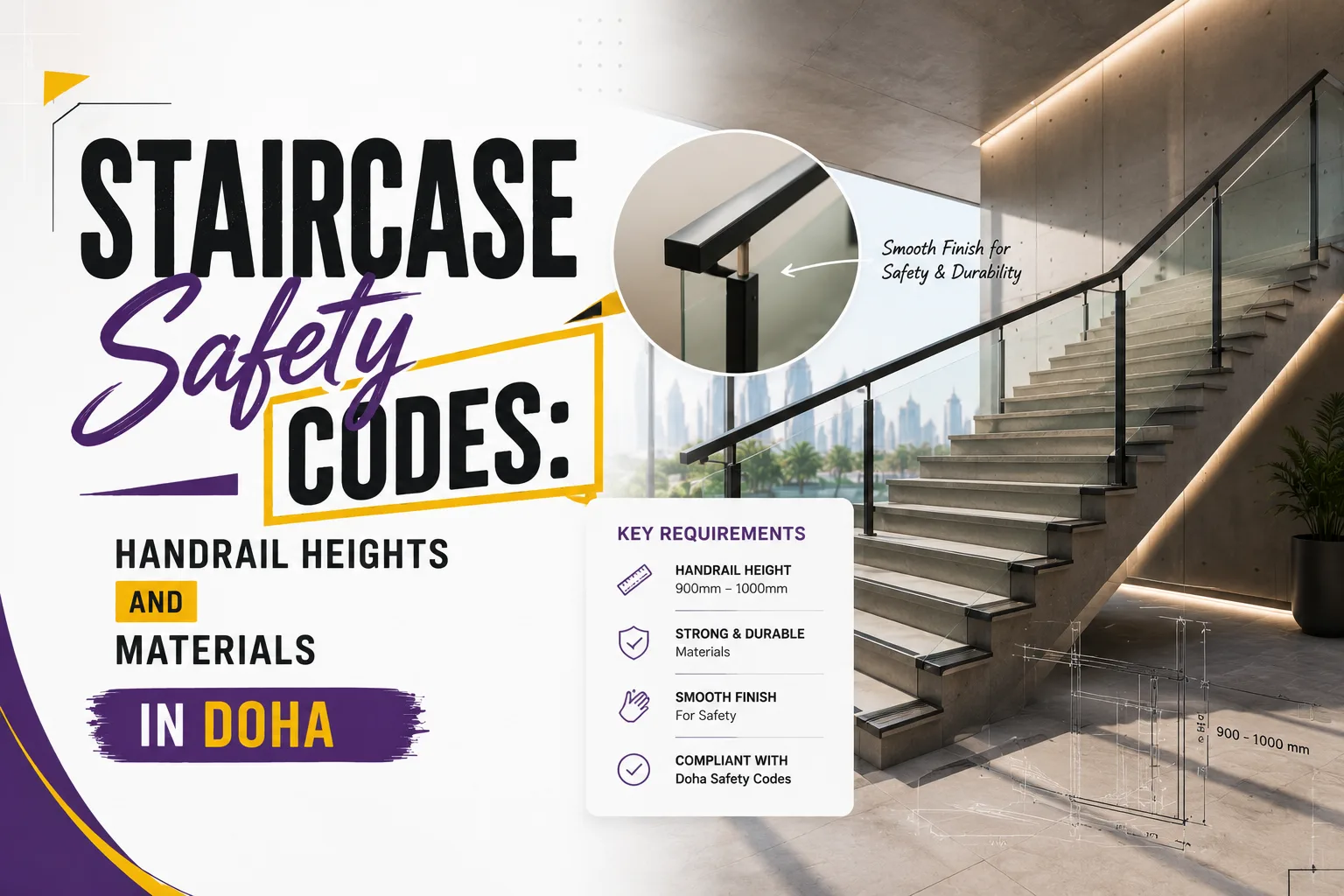 Staircase Safety Codes in Doha: Handrail Heights & Materials