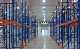 large logistics warehouse with pallet storage system